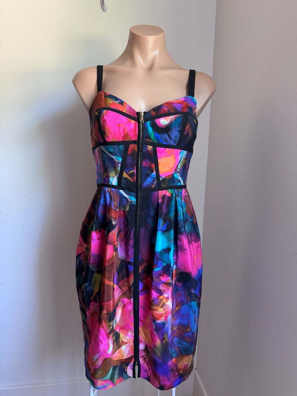 Amanda Uprichard Floral 100% Silk Corset Dress Size Made in the USA